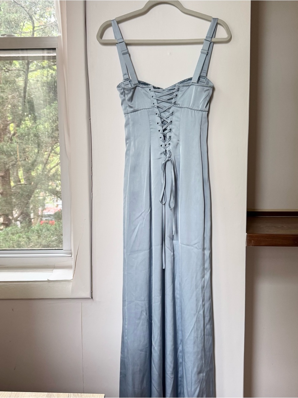 NWT Reformation Britney Satin Maxi Dress Blue 0 - Picture 11 of 15